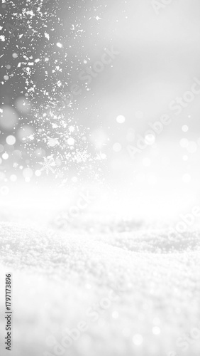 降雪の幻想的な光とキラキラ光る冬のイメージ。美容や装飾品などの広告に最適な背景