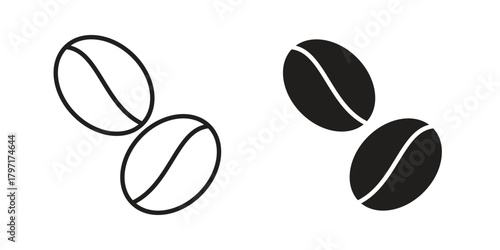 Coffee Bean icon in filled, thin line, stroke style for website and apps