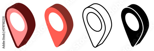 Map Pin Icon Set – Color, Outline and Silhouette Vector