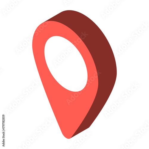3D Red Map Pin Icon Vector on Transparent Background