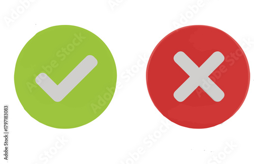 Checkmark and Cross Icons Symbolizing Approval and Disapproval with a Clean, Modern Design