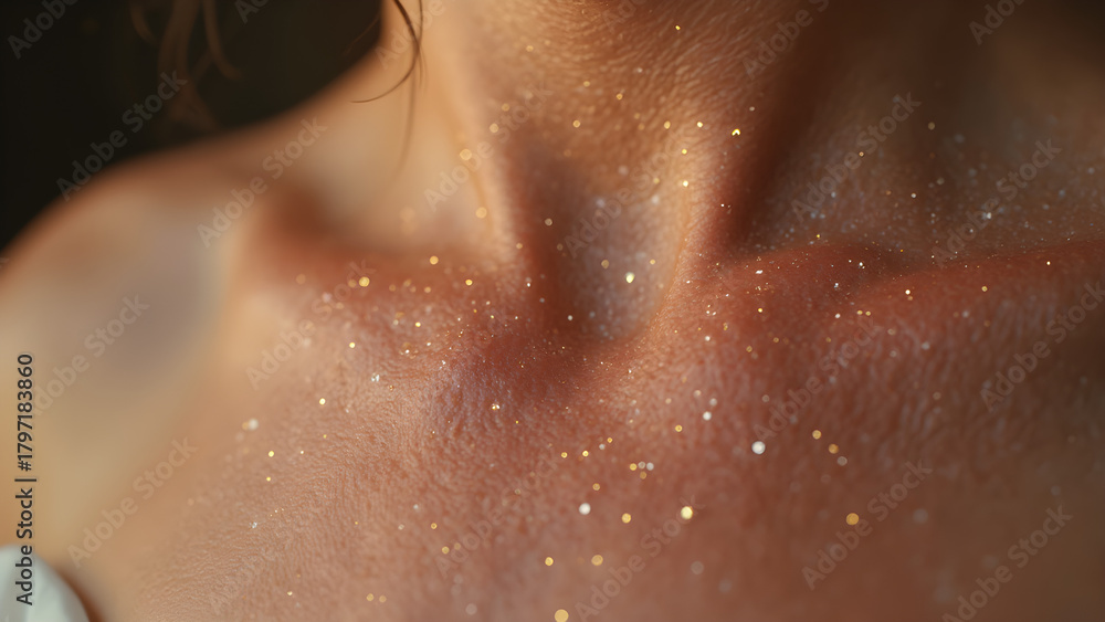 Fototapeta premium Close-up of skin imperfection. Skin texture resembling constellations. Ultra realistic skin detail. Uncovering skin flaws in intricate patterns.