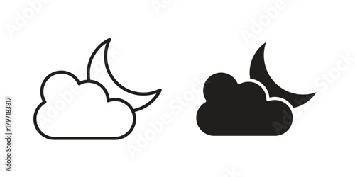 Cloud moon icon designs collection for mobile, ui, web.