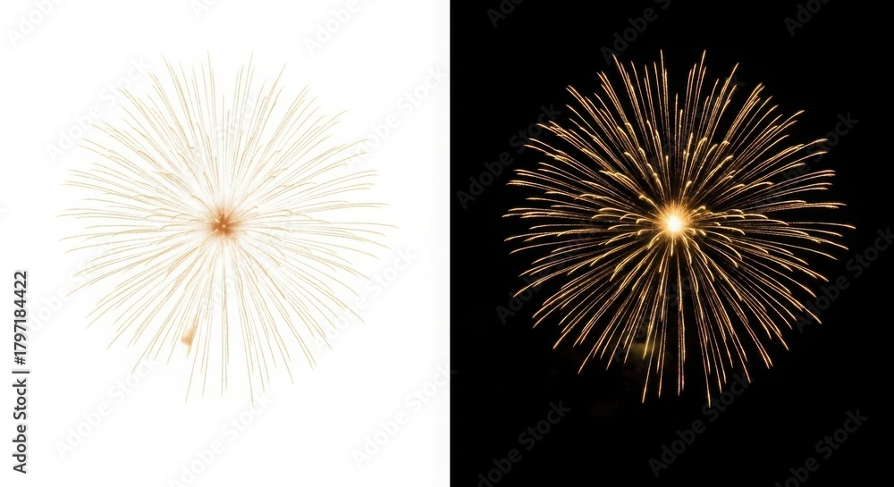 Obraz premium Splendid fireworks display contrasting white and black backgrounds