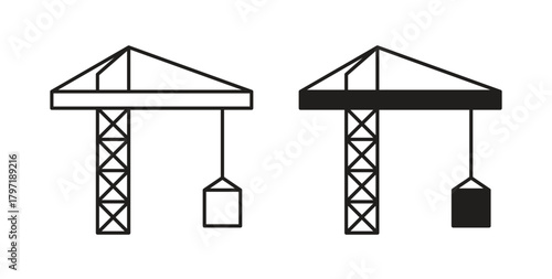 Construction crane icon symbol. Vector EPS 10. line and glyph icon