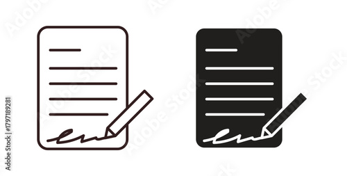 Contract icon symbol. Vector EPS 10. line and glyph icon
