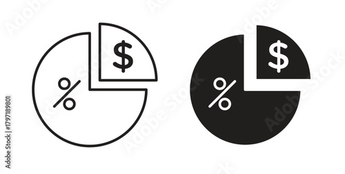Dividend icon symbol. Vector EPS 10. line and glyph icon