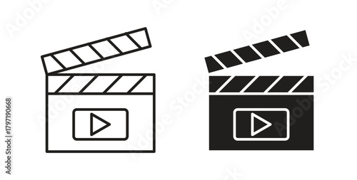 Film clapperboard icon symbol. Vector EPS 10. line and glyph icon