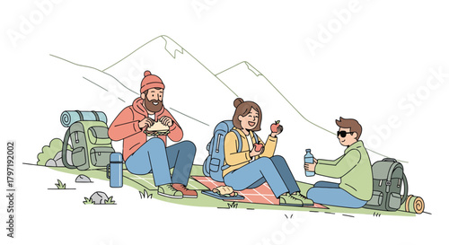 Joyful Group Of Friends Enjoying Refreshments During A Picnic Adventure Outdoors
