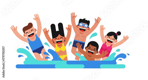 Joyful Group Of Friends Enjoying The Refreshing Aquatic Time During Summer Days