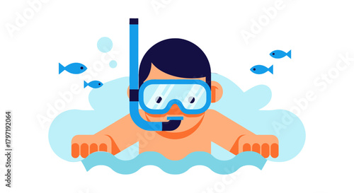 Joyful Snorkeler EmbracingUnderwater, Surrounded By Cute Fishes, Swimming in Ocean