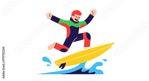 Joyful Surfer Executes Dynamic Surfing Maneuver Above Choppy Ocean Water with Artistic Flair