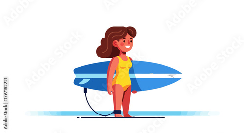Joyful Surfer Standing Proudly, Holding Blue Surfboard Against Black Background