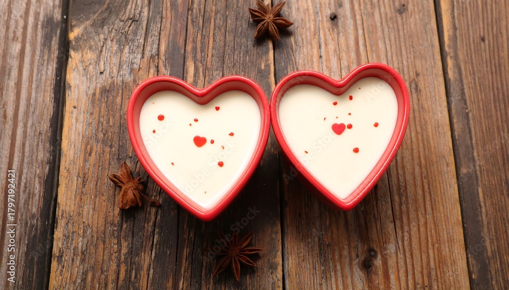 Fototapeta premium Heart Shaped Dessert Bowls, Romantic Treats.
