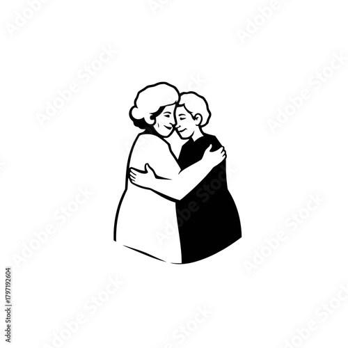 An illustration depicting a tender embrace between a woman and a child, symbolizing love.