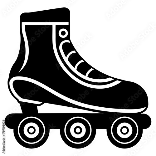 Classic quad roller skate silhouette isolated on white background isolated on transparent background