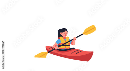 Kayak Adventure With A Person Cartoon Illustration Representing Recreation And Fun