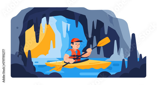 Kayaker Exploring the Cave: An Adventurous Journey Through the Natural Wonders
