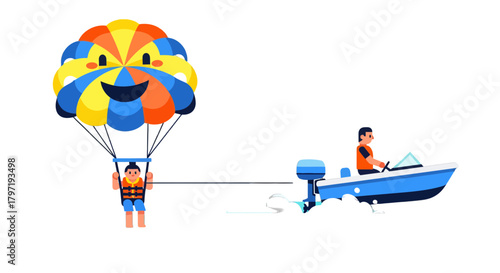 Joyful Parasailing Adventure Above Water Powered By A Motorboat On A Night Outing