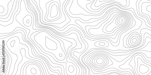 wave lines Topographic map. Seamless vector topographic map background. Abstract Topographic Contour Line Pattern in Black and White,