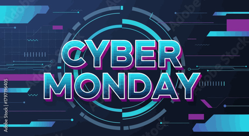 Cyber Monday Interlocking Tech Rings Typography