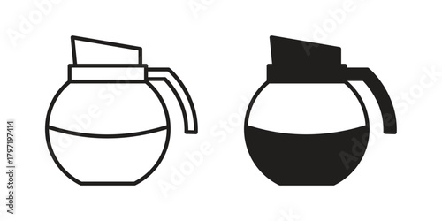 Coffee pot icon doodle set. editable outline stroke vector eps