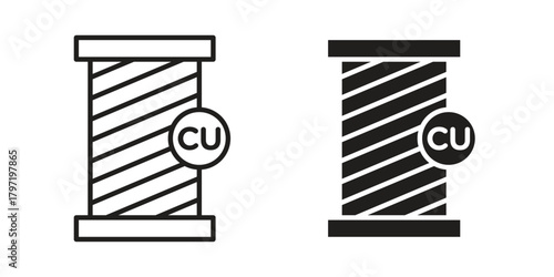 Copper icon doodle set. editable outline stroke vector eps