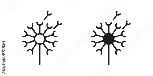 Dandelion icon doodle set. editable outline stroke vector eps