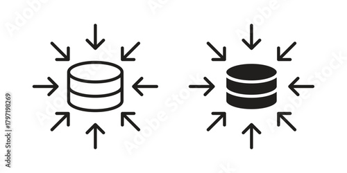 Data aggregation icon doodle set. editable outline stroke vector eps