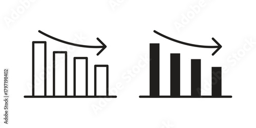 Decrease icon doodle set. editable outline stroke vector eps
