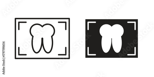 Dental X ray icon doodle set. editable outline stroke vector eps