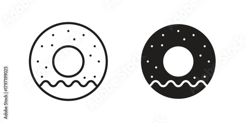 Donut icon doodle set. editable outline stroke vector eps