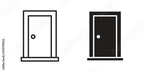 Door icon doodle set. editable outline stroke vector eps