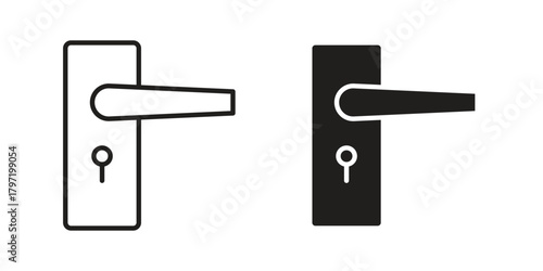 Doorknob icon doodle set. editable outline stroke vector eps