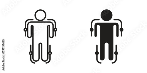 Exoskeleton icon doodle set. editable outline stroke vector eps