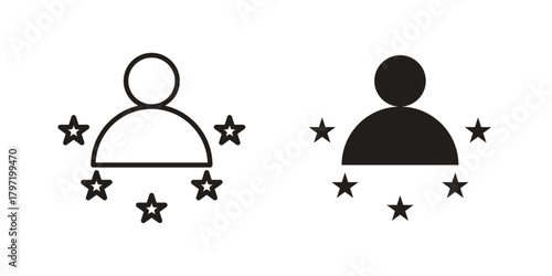 Expert icon doodle set. editable outline stroke vector eps