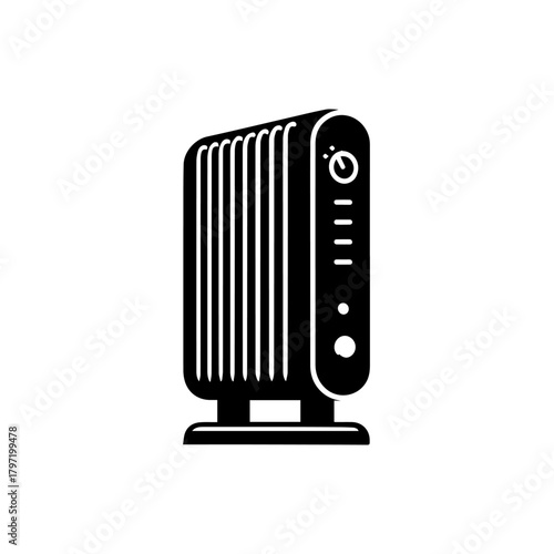Modern Compact Electric Heater Vector Illustration