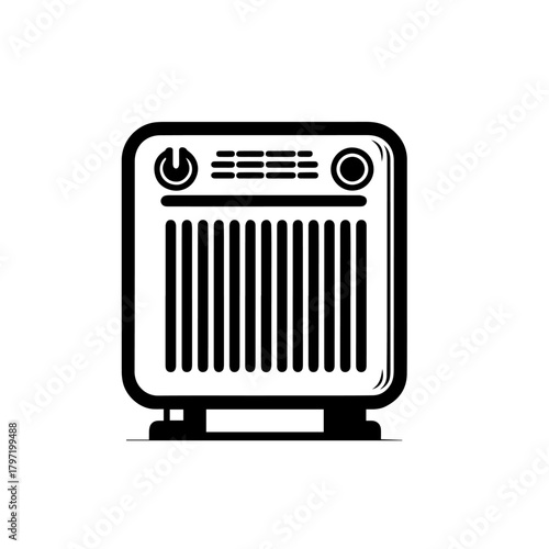 Compact Electric Portable Heater Vector Illustration