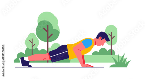 Man In Sportswear Doing Pushups In Park, Boosting Physical Health Through Exercise