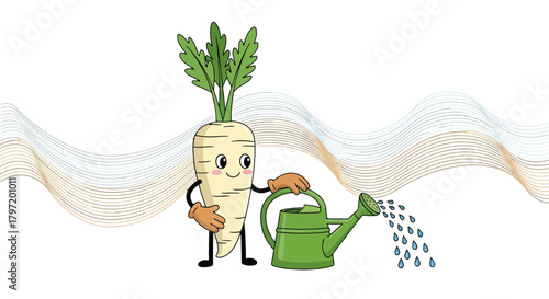 Parsnip Character Waters: A Whimsical Depiction Of Vegetable Irrigation With Joy