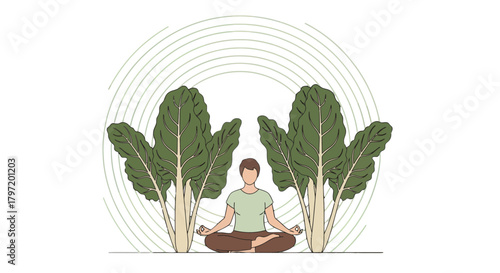 Meditative Scene with Symbolism: Serene Yoga Practice Amidst Nature's Embrace