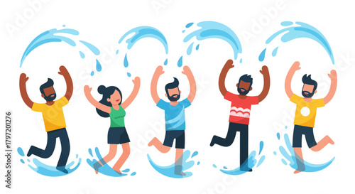 People Enjoying a Playful Water Fight Under the Darkness of the Night Sky