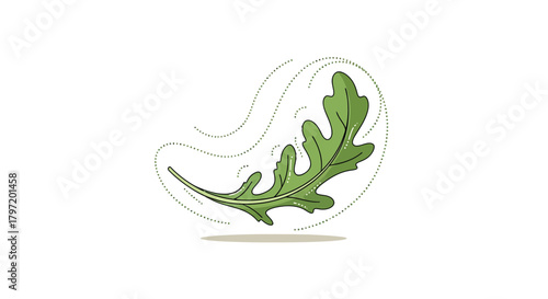 Minimalistic Illustration Of Floating Leaf Against A Dark Background With An Abstract Design