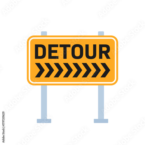 detour road sign isolated on white, vector