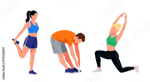 People Stretching And Exercising Before Sport Game Against Black Backgrounds