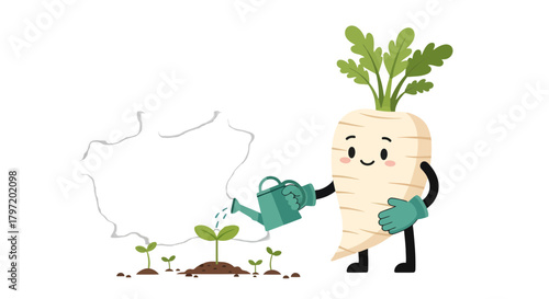 Nurturing Growth: A Whimsical Illustration Of Sustainable Agriculture And Fresh Beginnings