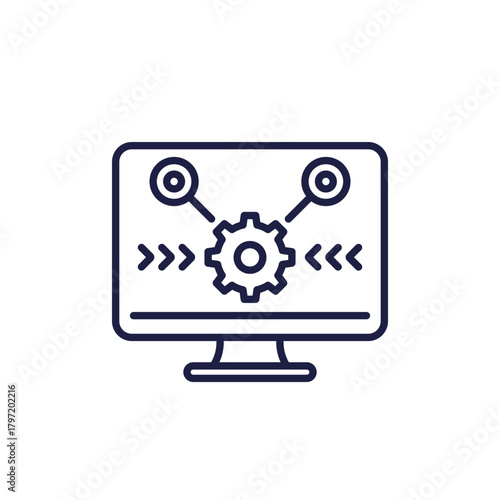 Operation line icon with computer and gear