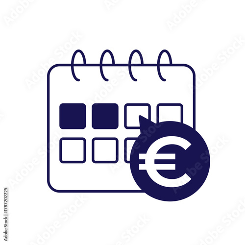payment calendar icon with euro, money and finance vector