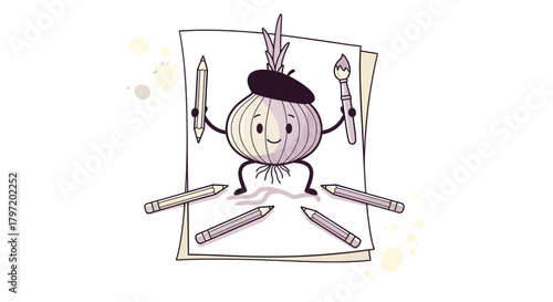 Onion Artist: Whimsical Depiction Of Creativity And Artistic Endeavors In Playful Style