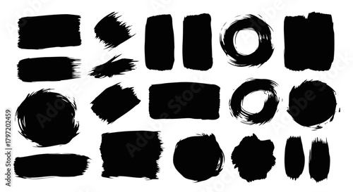 Abstract Black Ink Brush Strokes – Isolated Design Elements